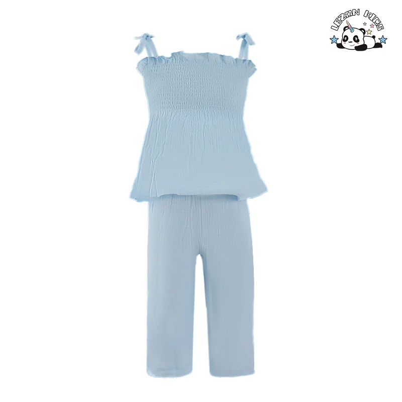 LEZONKIDS - Conjunto de Roupas Femininas de Cores Puras com Alças Finas e Macias e Calças, Conjuntos de Roupas de Meninas Fofo Preço Direto da Fábrica